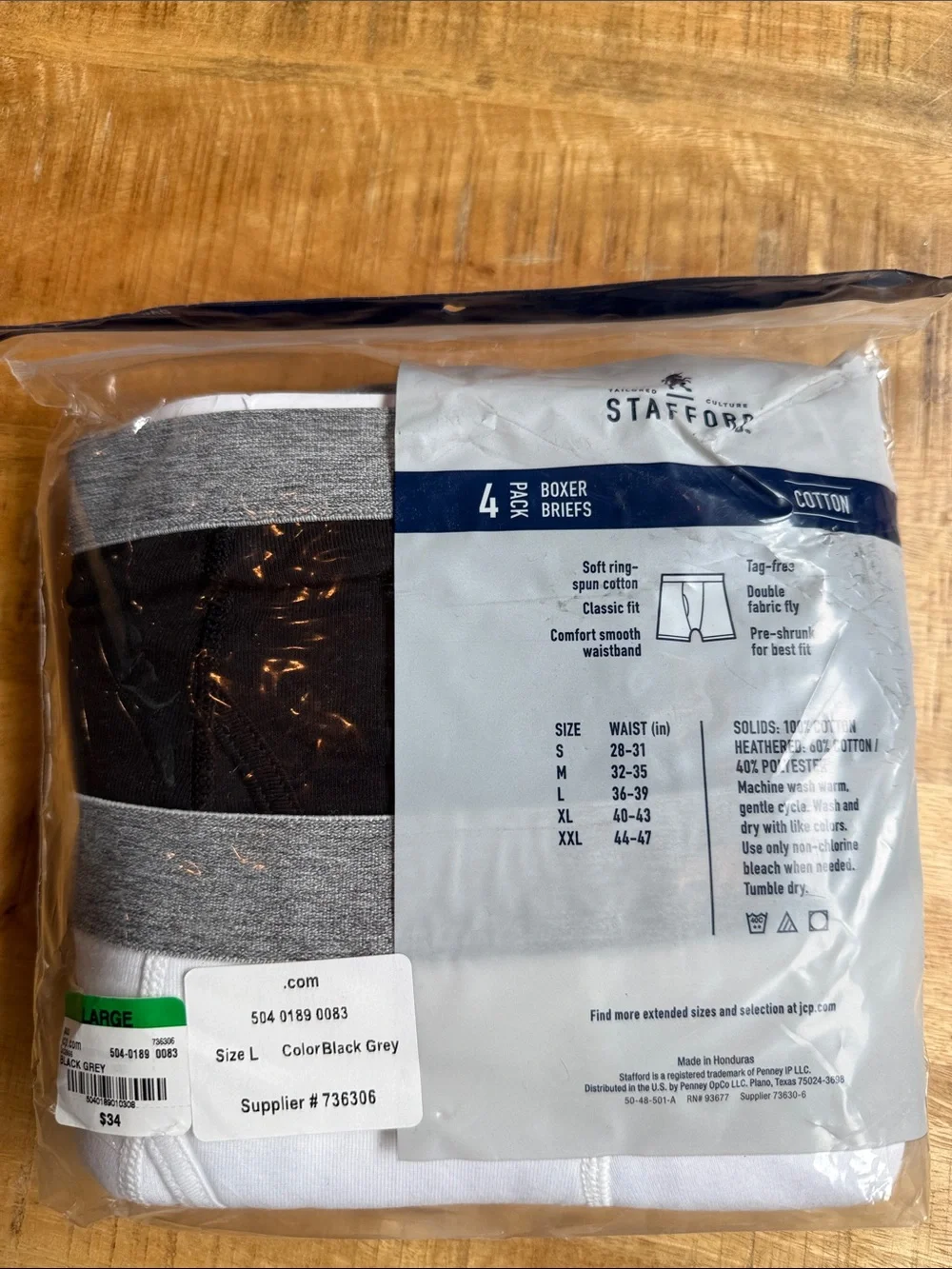 Stafford Black Cotton Boxer Briefs - Pack